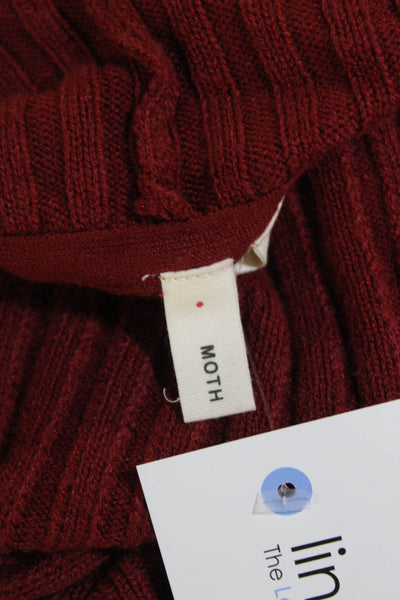 Moth Womens Long Sleeve Ribbed Turtleneck Sweater Red Size XL