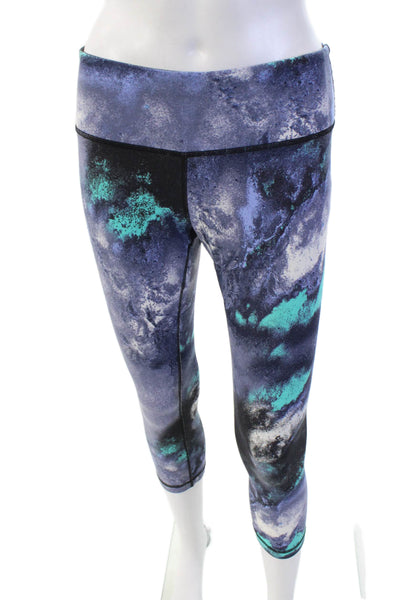 Lululemon Womens Abstract Print Cropped Activewear Leggings Blue Multi Size 6