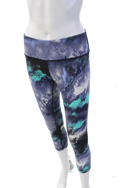 Lululemon Womens Abstract Print Cropped Activewear Leggings Blue Multi Size 6