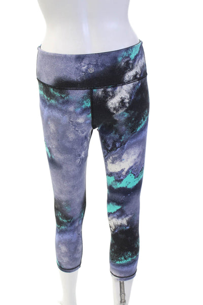 Lululemon Womens Abstract Print Cropped Activewear Leggings Blue Multi Size 6