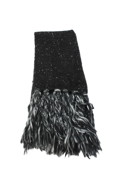 Anthropologie Womens Fringe Trim Large Scarf Black OS