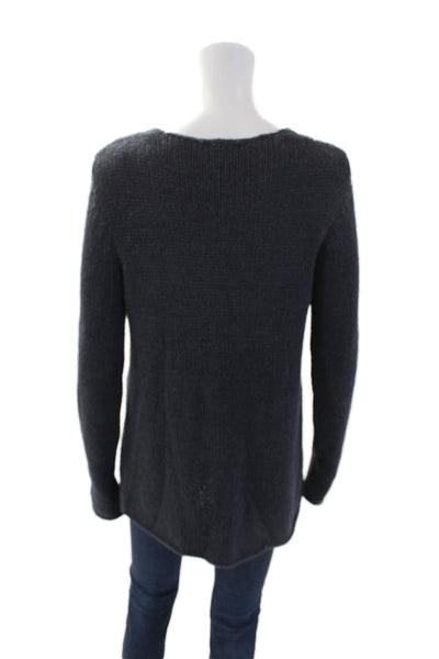 Odeeh Womens Wool V-Neck Long Sleeve Knit Pullover Sweater Blue Size 36