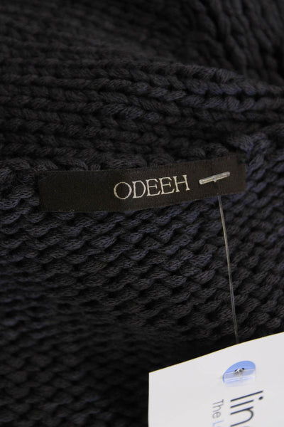 Odeeh Womens Wool V-Neck Long Sleeve Knit Pullover Sweater Blue Size 36