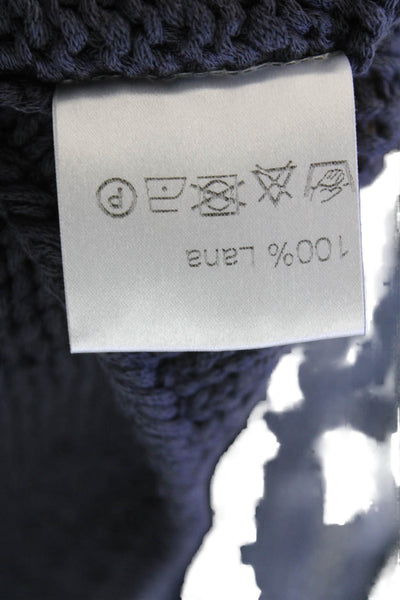 Odeeh Womens Wool V-Neck Long Sleeve Knit Pullover Sweater Blue Size 36