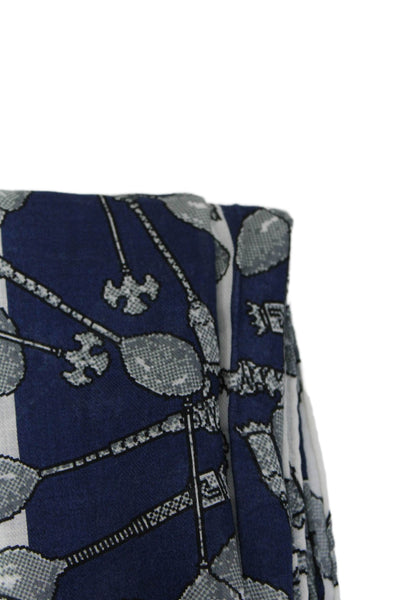 Designer Womens Striped J Spoon Printed Lightweight Scarf Blue White 70"x42"