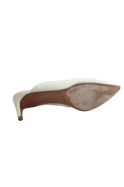 Barneys New York Womens Leather Pointed Toe Mules Heels Shoes Beige Size 7.5