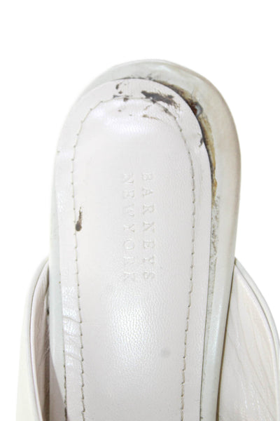 Barneys New York Womens Leather Pointed Toe Mules Heels Shoes Beige Size 7.5