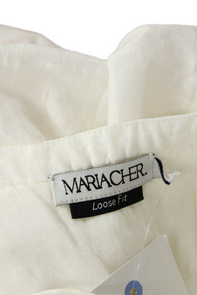 Mariacher Womens Sleeveless Lace Up V Neck Ombre Loose Fit Top White Brown Small