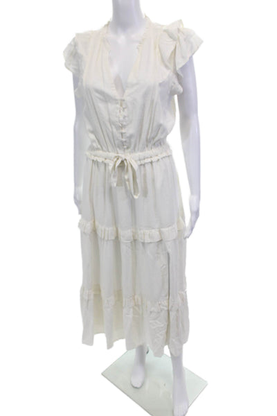 Paige Black Label Womens Ruffled Short Sleeves A Line Sun Dress White Size Small