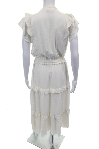 Paige Black Label Womens Ruffled Short Sleeves A Line Sun Dress White Size Small