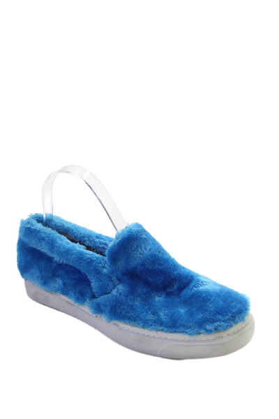 Havana Last Jeffrey Campbell Women's Round Toe Fuzy Slip-On Shoes Blue Size 8