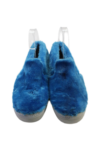 Havana Last Jeffrey Campbell Women's Round Toe Fuzy Slip-On Shoes Blue Size 8