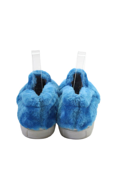 Havana Last Jeffrey Campbell Women's Round Toe Fuzy Slip-On Shoes Blue Size 8