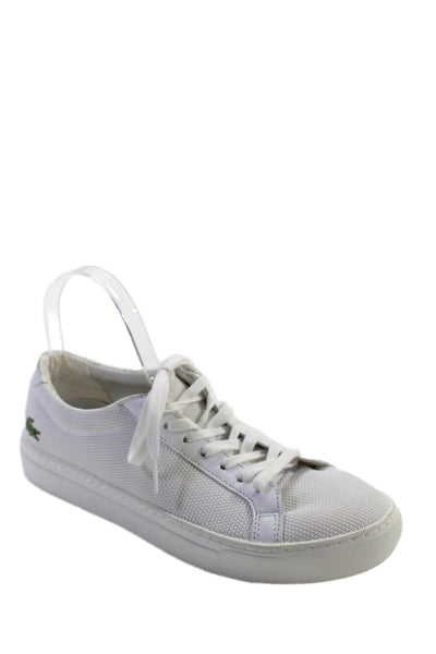 Lacoste Men's Round Toe Lace Up Rubber Sole Trainer Sneakers White Size 8.5