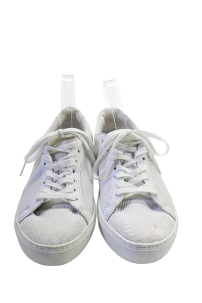 Lacoste Men's Round Toe Lace Up Rubber Sole Trainer Sneakers White Size 8.5