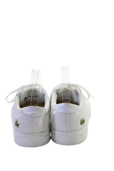 Lacoste Men's Round Toe Lace Up Rubber Sole Trainer Sneakers White Size 8.5