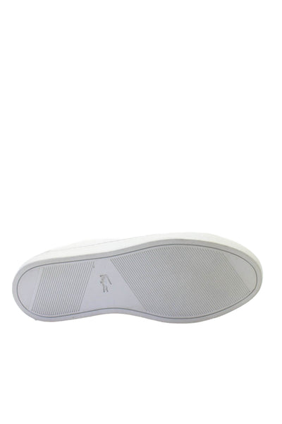 Lacoste Men's Round Toe Lace Up Rubber Sole Trainer Sneakers White Size 8.5