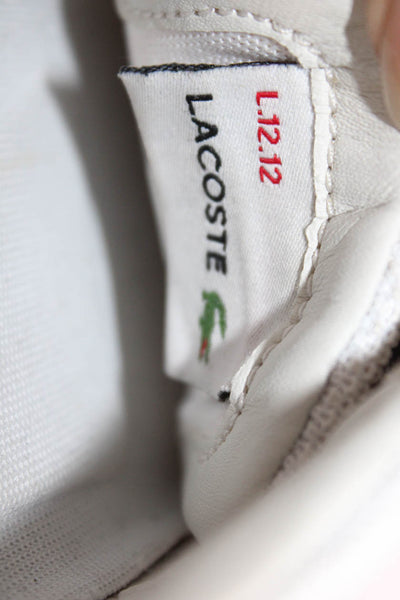 Lacoste Men's Round Toe Lace Up Rubber Sole Trainer Sneakers White Size 8.5