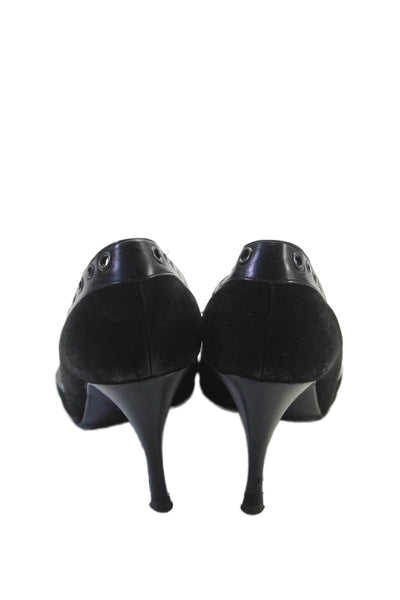 Donald J Pliner Womens Suede Grommet Detail Open Toe Heels Black Size 10