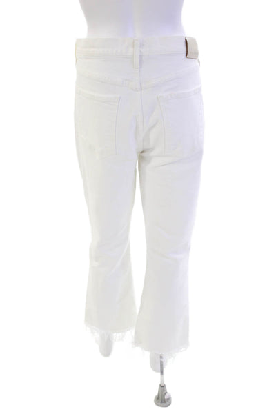 Citizens of Humanity Womens Button Fly High Rise Fringe Straight Jeans White 31