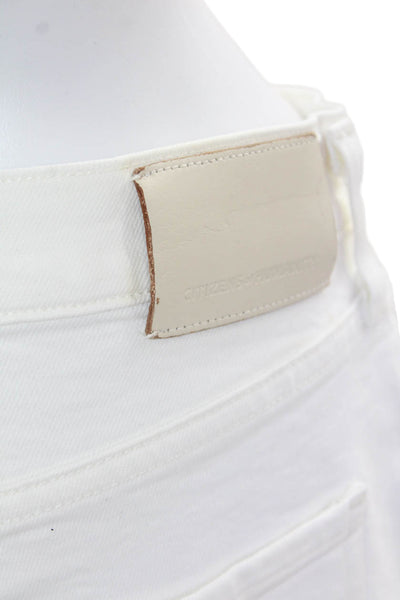 Citizens of Humanity Womens Button Fly High Rise Fringe Straight Jeans White 31