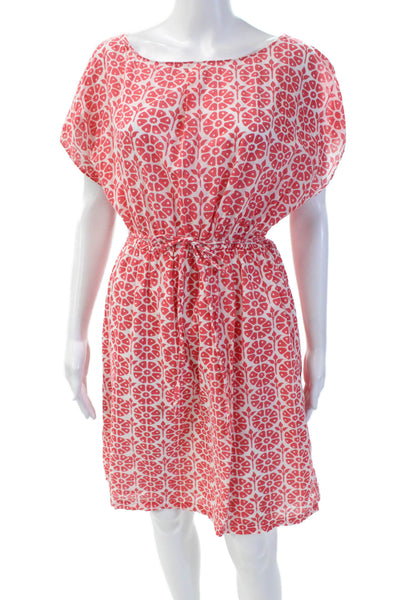 Roberta Roller Rabbit Womens Cotton Floral Drawstring Waist Dress Orange Size L