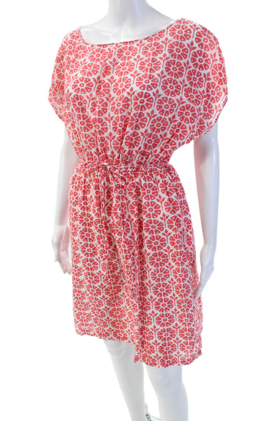 Roberta Roller Rabbit Womens Cotton Floral Drawstring Waist Dress Orange Size L