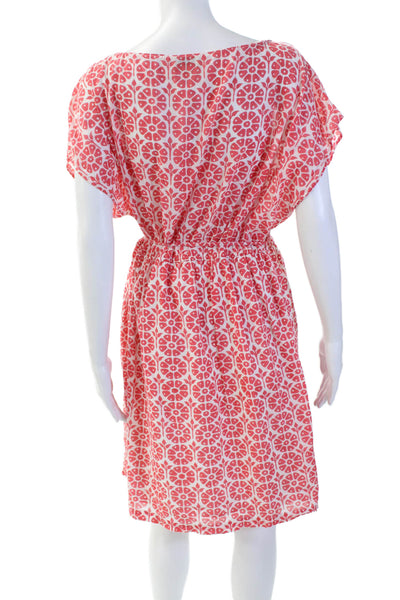 Roberta Roller Rabbit Womens Cotton Floral Drawstring Waist Dress Orange Size L