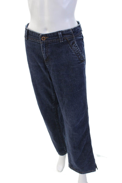 DKNY Jeans Womens Cotton Pocketed  Wide Legged Casual Jeans Blue Size 12