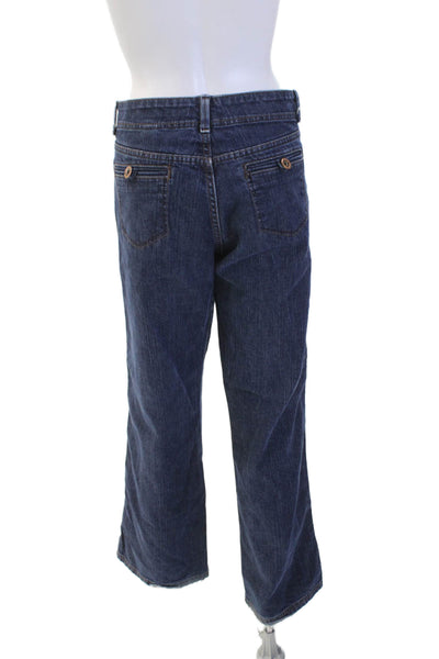 DKNY Jeans Womens Cotton Pocketed  Wide Legged Casual Jeans Blue Size 12