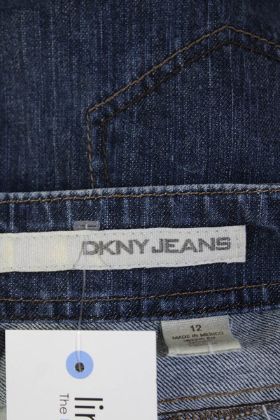 DKNY Jeans Womens Cotton Pocketed  Wide Legged Casual Jeans Blue Size 12