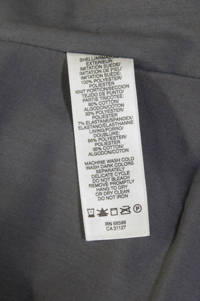 DKNY Jeans Womens Faux Leather Asymmetrical Zippered Jacket Light Gray Size L