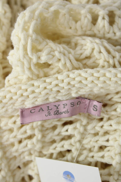 Calypso Saint Barth Womens Cotton Short Sleeve Open Knit Top White Size S