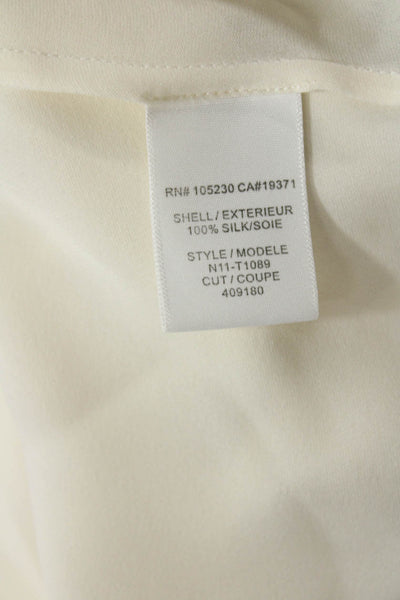 Joie Womens Silk Short Sleeve Gathered V Neck Blouse White Size XS
