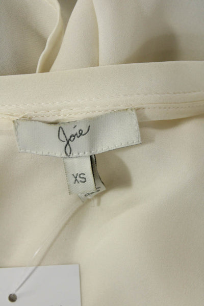 Joie Womens Silk Short Sleeve Gathered V Neck Blouse White Size XS