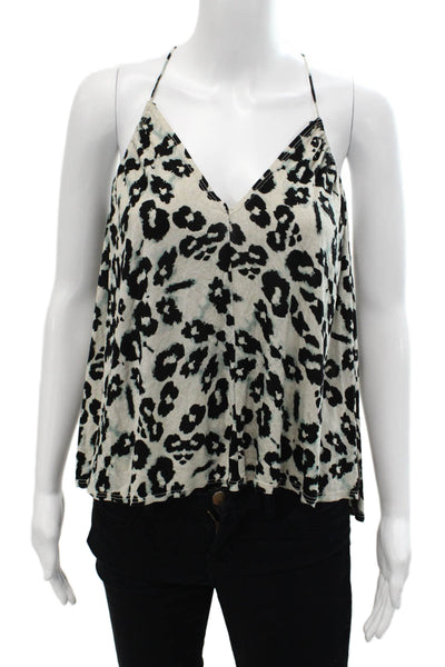 Rebecca Taylor Womens Leopard Print V Neck Camisole Top Gray Size S