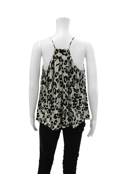 Rebecca Taylor Womens Leopard Print V Neck Camisole Top Gray Size S