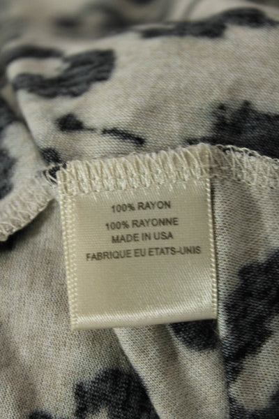 Rebecca Taylor Womens Leopard Print V Neck Camisole Top Gray Size S