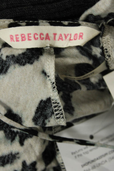 Rebecca Taylor Womens Leopard Print V Neck Camisole Top Gray Size S