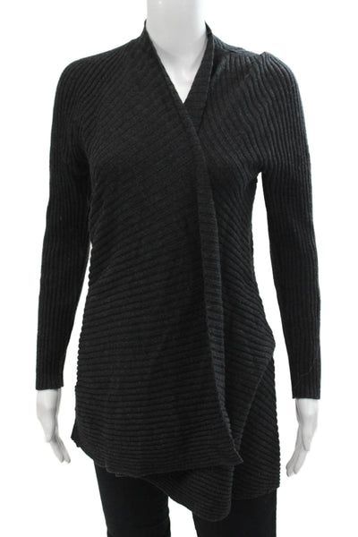Eileen Fisher Womens Merino Wool Open Front Cardigan Gray Size S
