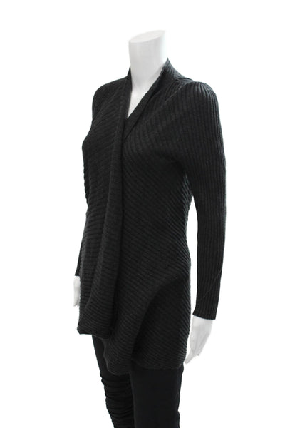 Eileen Fisher Womens Merino Wool Open Front Cardigan Gray Size S