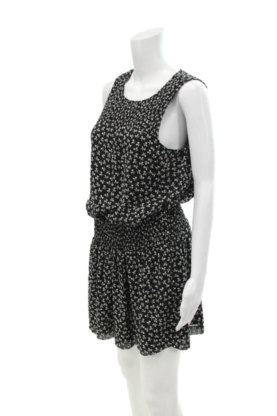 Joie Womens Silk Floral Print Smocked Waist Blouson Dress Black Size S