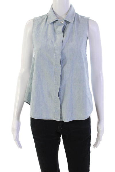 Rag & Bone Jean Womens Button Down Tank Top Blue Cotton Size Extra Small