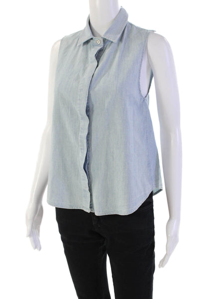 Rag & Bone Jean Womens Button Down Tank Top Blue Cotton Size Extra Small