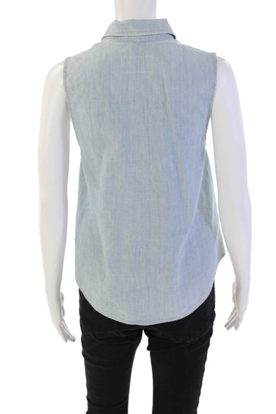 Rag & Bone Jean Womens Button Down Tank Top Blue Cotton Size Extra Small