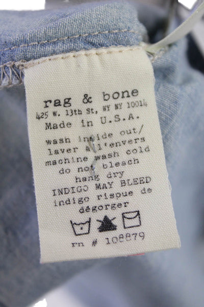 Rag & Bone Jean Womens Button Down Tank Top Blue Cotton Size Extra Small