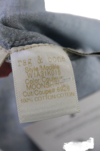 Rag & Bone Jean Womens Button Down Tank Top Blue Cotton Size Extra Small