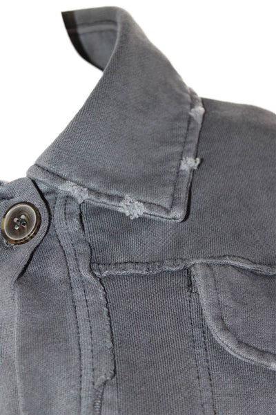 We The Free Womens Cotton Distressed Detail Collared Buttoned Top Gray Size XS