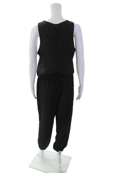 Theory Womens Sleeveless Scoop Neck Zip Lined Jumpsuit Black Size M