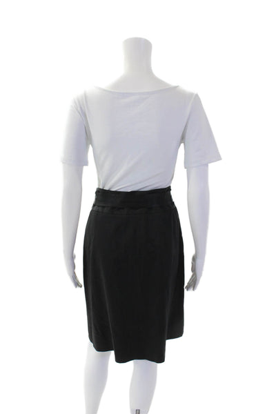 Theory Womens Textured Lined Tie Front Sleek Midi Dress Skirt Black Size M